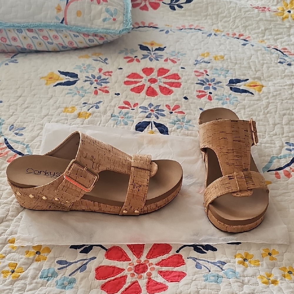 Corkys Tan Sandals Comfortable Two-Strap Design 9